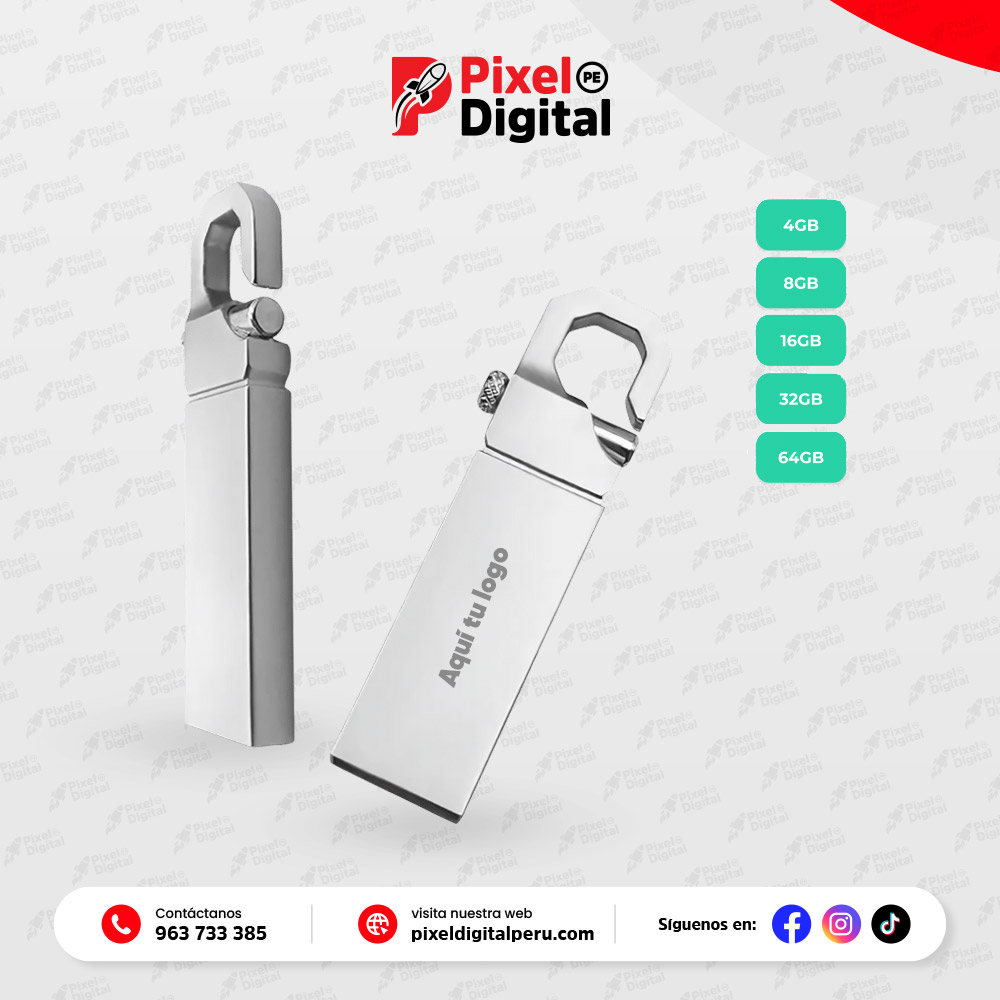 USB plateado con gancho
