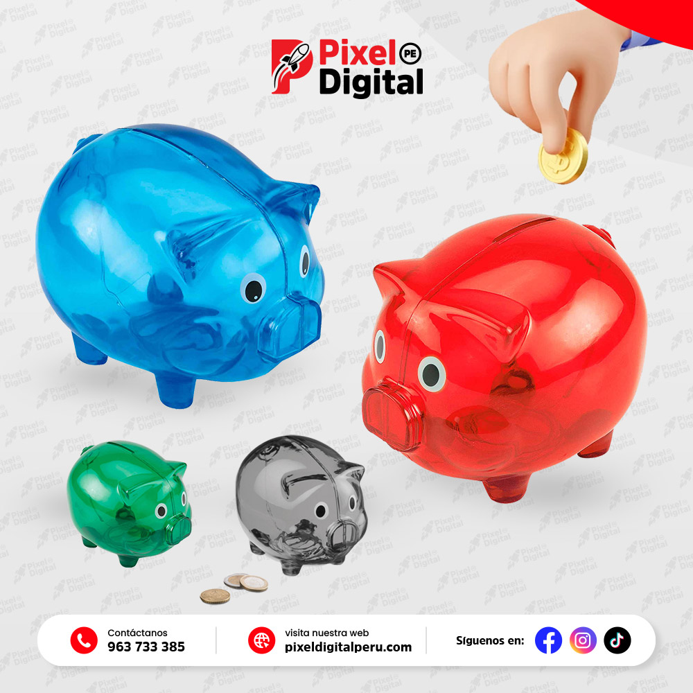 Alcancía cerdito traslúcido