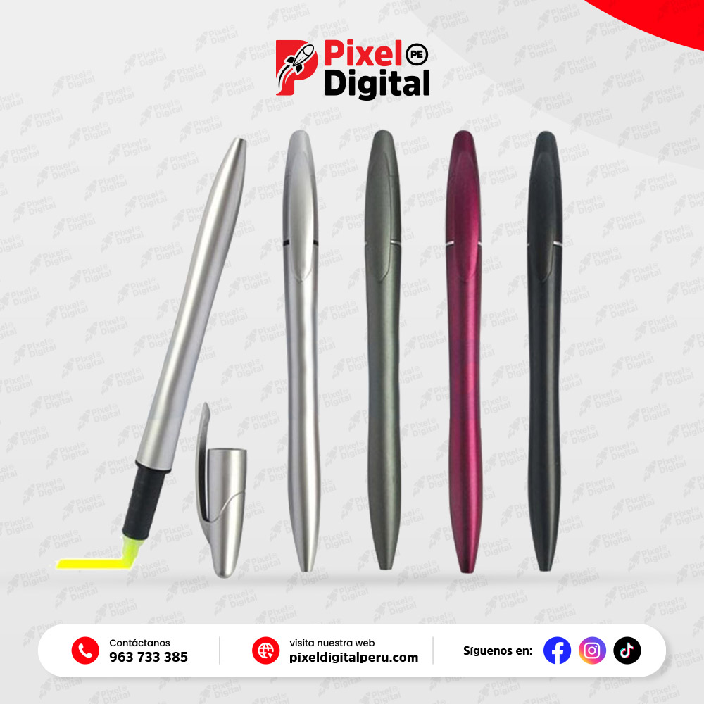 Lapicero de Plástico Giratorio con Resaltador