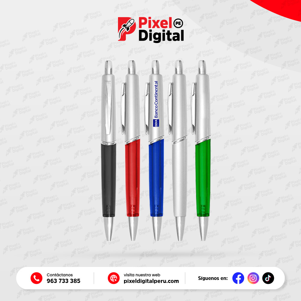 Lapicero plástico retráctil de color traslúcido