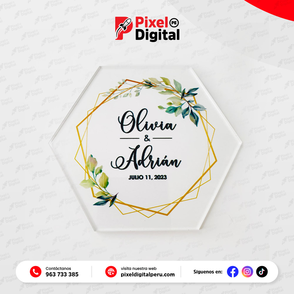 Posavasos acrílico personalizado boda