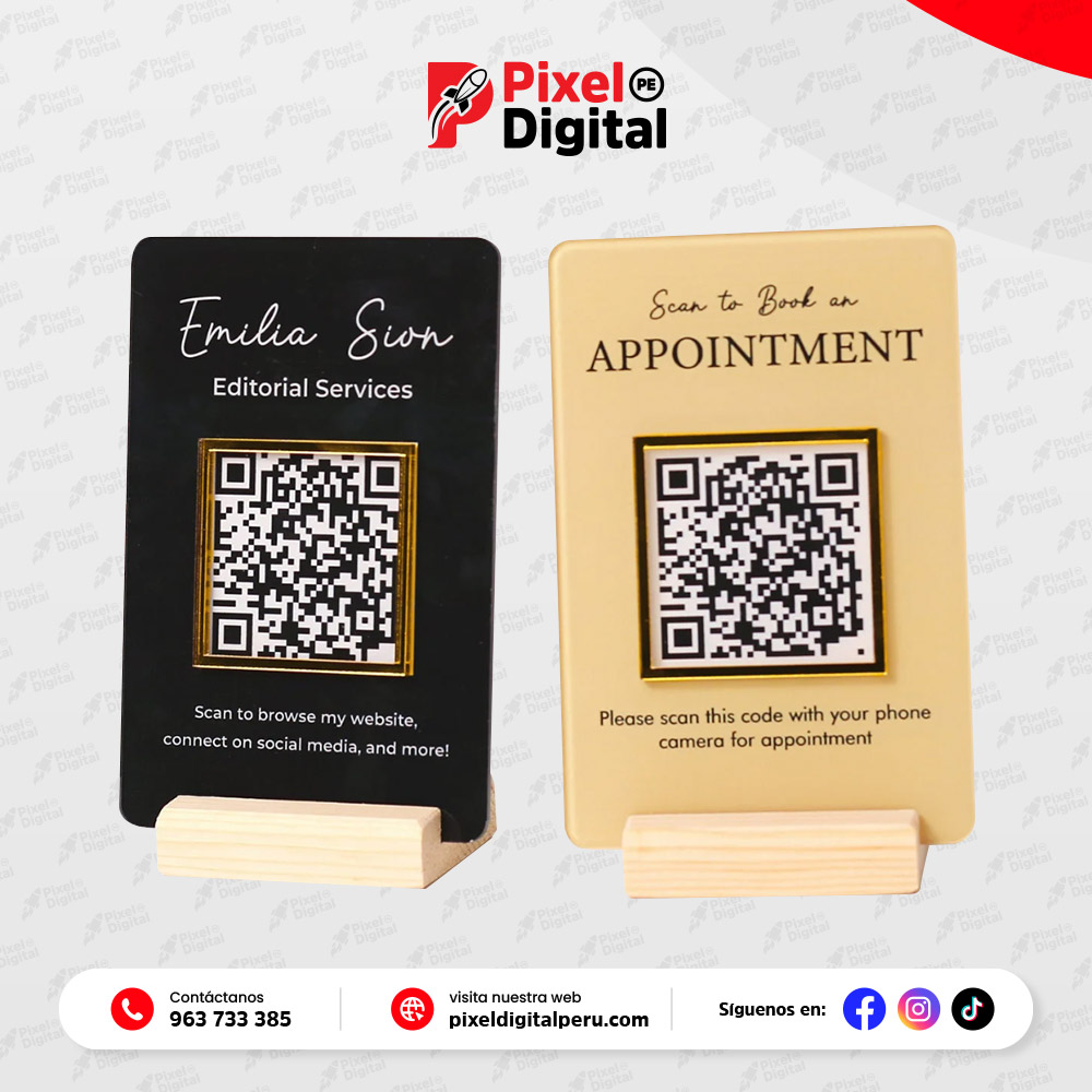 QR en acrílico con base madera
