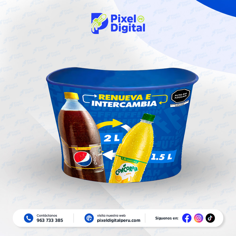 Counter curvo Pop up de Tela sublimado